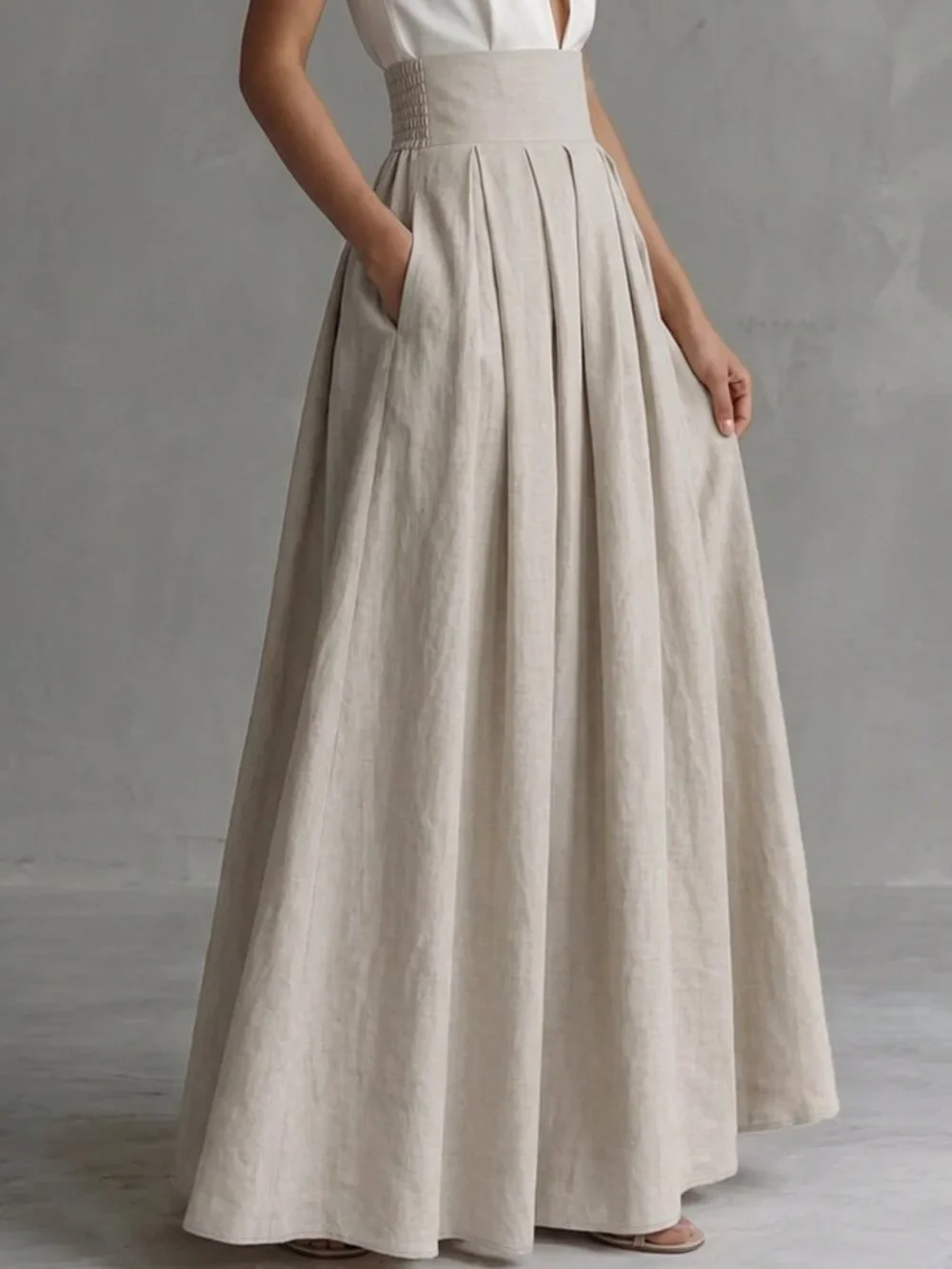 Beige Casual Women's Elegant Loose Skirt